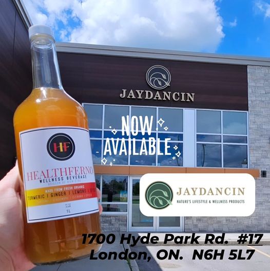 Healthferno Wellness beverage made from fresh organic spices, lemons, maple syrup made in London, ON Canada